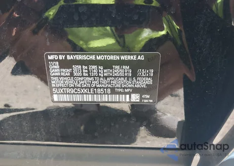 2019 BMW X3 xDrive30I from USA, damaged, VIN 5UXTR9C5XKLE18518